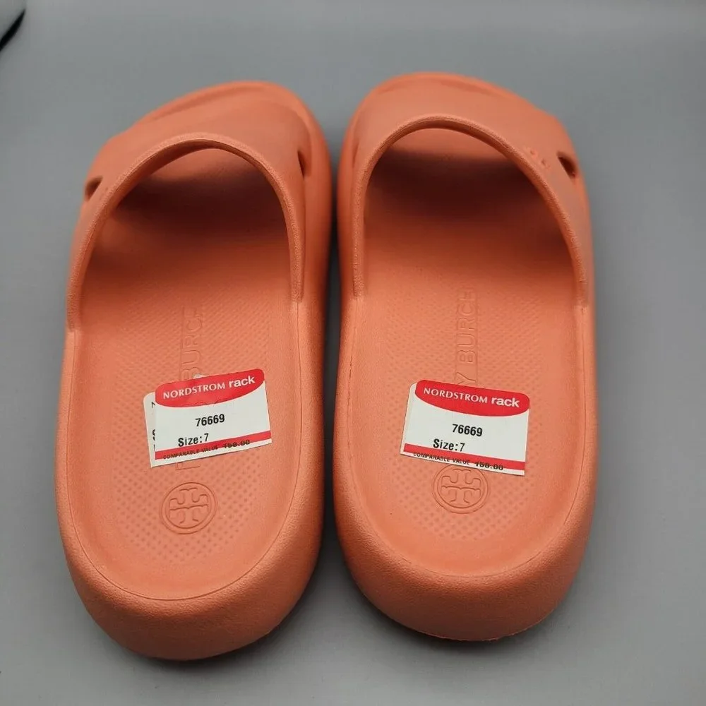 Tory Burch Shower sandals slide EVA Coral pink flip flops Shoes sz 7- 8 new